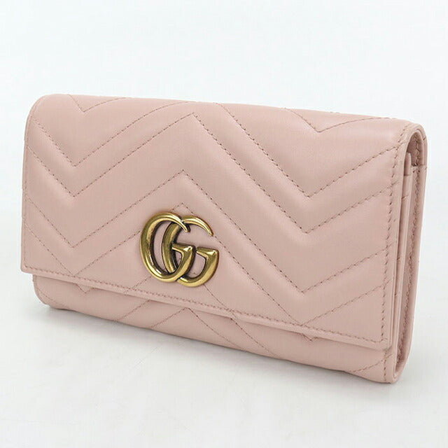 中古 グッチ 長財布二折 レディース ブランド GUCCI ダブルG コンチネンタルウォレット レザー 443436 ピンク USDGU121418011