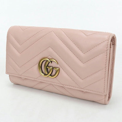 中古 グッチ 長財布二折 レディース ブランド GUCCI ダブルG コンチネンタルウォレット レザー 443436 ピンク USDGU121418011