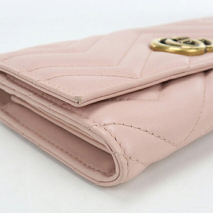 中古 グッチ 長財布二折 レディース ブランド GUCCI ダブルG コンチネンタルウォレット レザー 443436 ピンク USDGU121418011