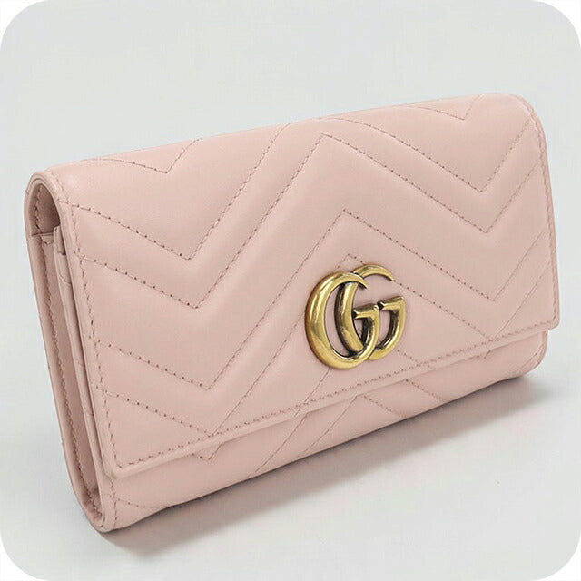 中古 グッチ 長財布二折 レディース ブランド GUCCI ダブルG コンチネンタルウォレット レザー 443436 ピンク USDGU121418011