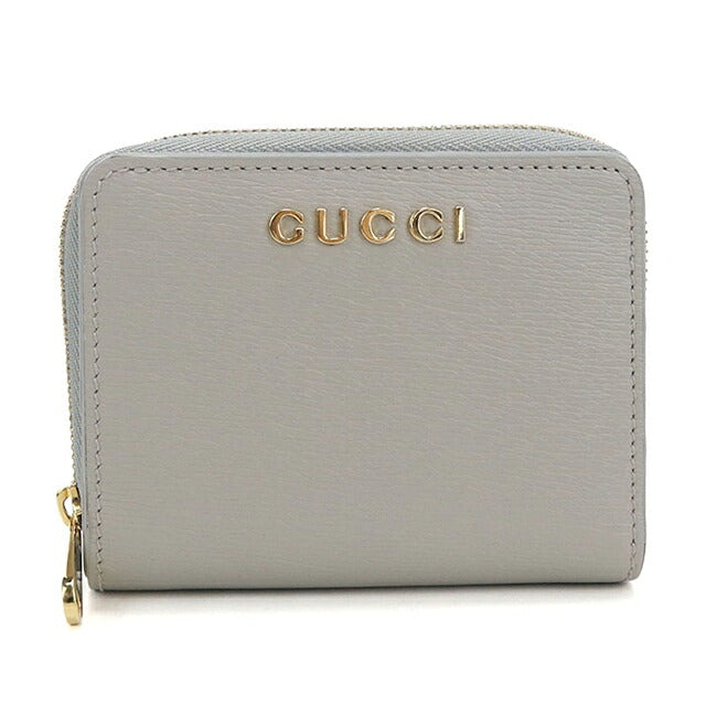 中古 グッチ 二つ折り財布 二折財布 コンパクト レディース ブランド GUCCI グッチ スクリプト ミニ ウォレット レザー 772639 グレー USDGU121430011