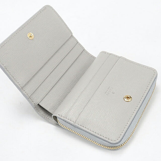 中古 グッチ 二つ折り財布 二折財布 コンパクト レディース ブランド GUCCI グッチ スクリプト ミニ ウォレット レザー 772639 グレー USDGU121430011