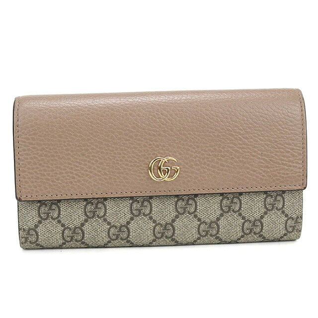 中古 グッチ 長財布二折 レディース ブランド GUCCI バイカラー コンチネンタルウォレット  735594 ベージュ USDGU121431011