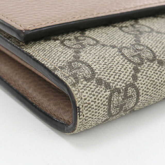 中古 グッチ 長財布二折 レディース ブランド GUCCI バイカラー コンチネンタルウォレット  735594 ベージュ USDGU121431011