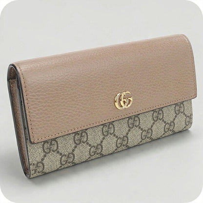 中古 グッチ 長財布二折 レディース ブランド GUCCI バイカラー コンチネンタルウォレット  735594 ベージュ USDGU121431011
