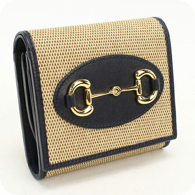 中古 グッチ 二つ折り財布 二折財布 コンパクト レディース ブランド GUCCI グッチ 1955 ホースビット 二つ折りウォレット 621891 ベージュ USDGU121527011
