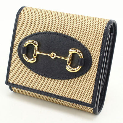 二手 Gucci 双折钱包 双折钱包 紧凑型女士品牌 GUCCI GUCCI 1955 马衔双折钱包 621891 米色 USDGU121527011
