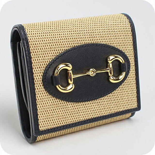 二手 Gucci 双折钱包 双折钱包 紧凑型女士品牌 GUCCI GUCCI 1955 马衔双折钱包 621891 米色 USDGU121527011