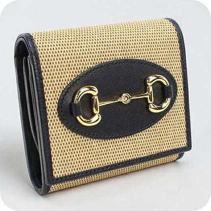 二手 Gucci 双折钱包 双折钱包 紧凑型女士品牌 GUCCI GUCCI 1955 马衔双折钱包 621891 米色 USDGU121527011