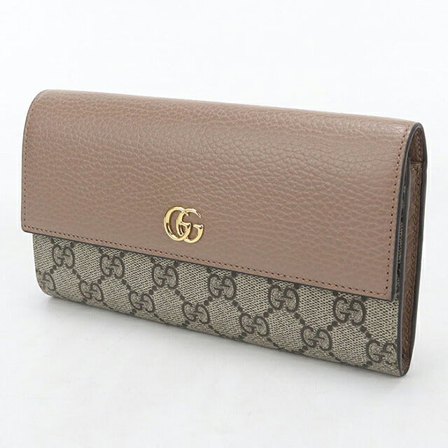 二手古驰长钱包双折女士品牌GUCCI双G双色欧陆钱包456116米色USDGU121557011