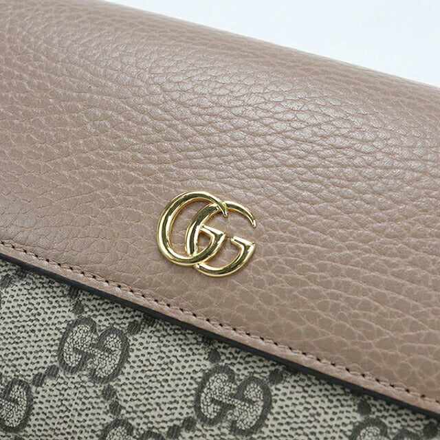 二手古驰长钱包双折女士品牌GUCCI双G双色欧陆钱包456116米色USDGU121557011