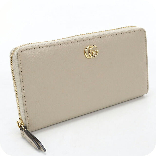 Used Gucci long wallet round zipper ladies brand GUCCI Double G zip around wallet leather 456117 Beige USDGU121572011