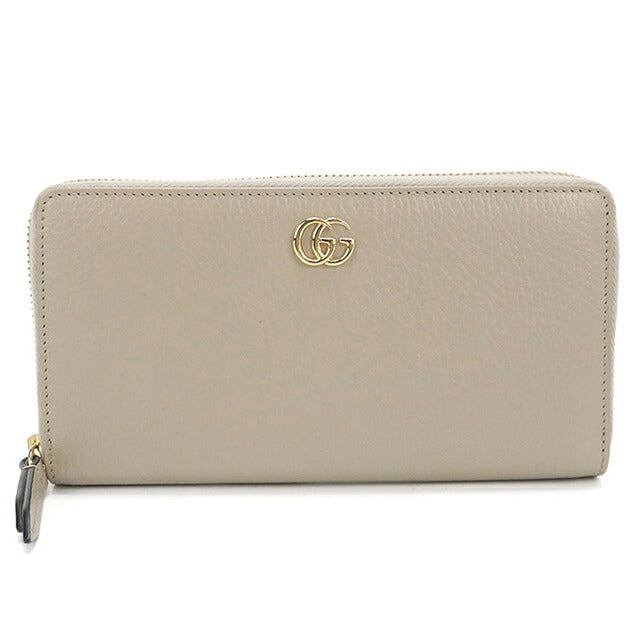 Used Gucci long wallet round zipper ladies brand GUCCI Double G zip around wallet leather 456117 Beige USDGU121572011