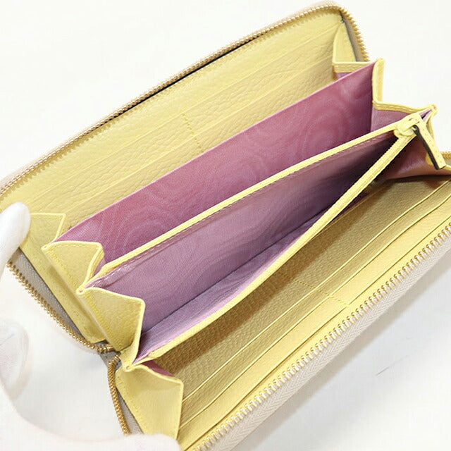 Used Gucci long wallet round zipper ladies brand GUCCI Double G zip around wallet leather 456117 Beige USDGU121572011