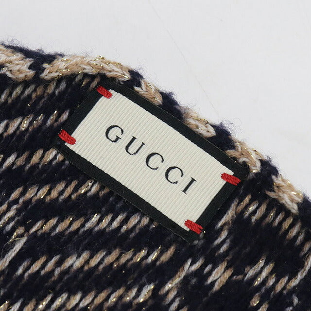 中古 グッチ マフラー レディース ブランド GUCCI ネイビー 小物