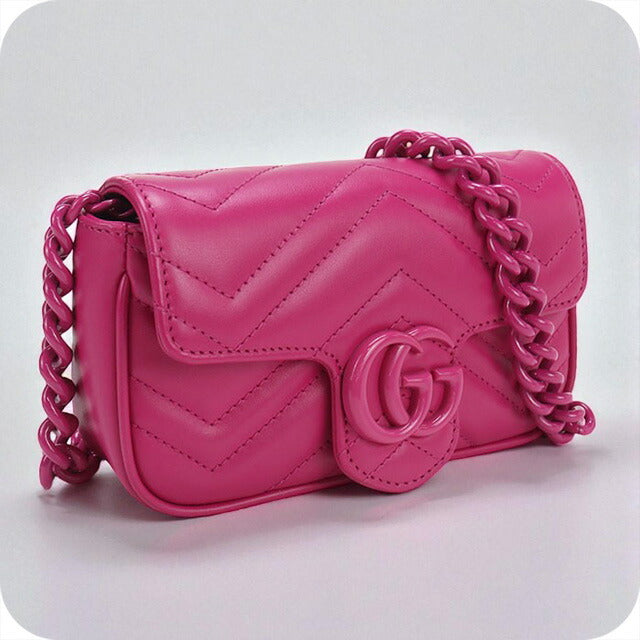 中古 グッチ ショルダーバッグ レディース ブランド GUCCI GGマーモント チェーンショルダーバッグ 699757 ピンク バッグ USDGU88313011