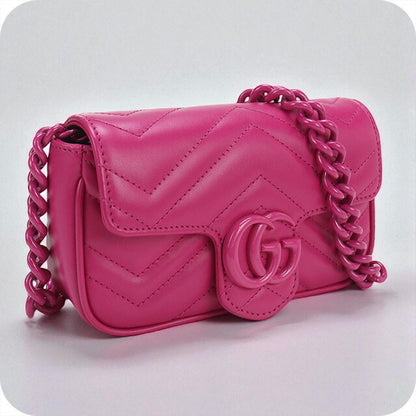 中古 グッチ ショルダーバッグ レディース ブランド GUCCI GGマーモント チェーンショルダーバッグ 699757 ピンク バッグ USDGU88313011
