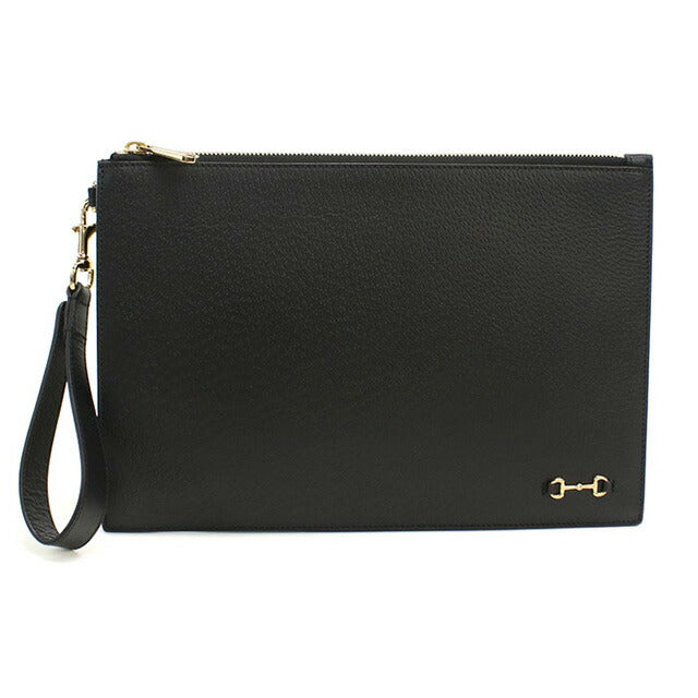 中古 グッチ クラッチバッグ メンズ ブランド GUCCI グッチ ホースビット レザー 700524 ブラック バッグ USDGU89501011