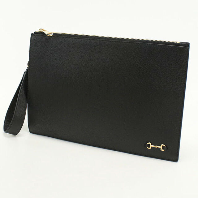 中古 グッチ クラッチバッグ メンズ ブランド GUCCI グッチ ホースビット レザー 700524 ブラック バッグ USDGU89501011
