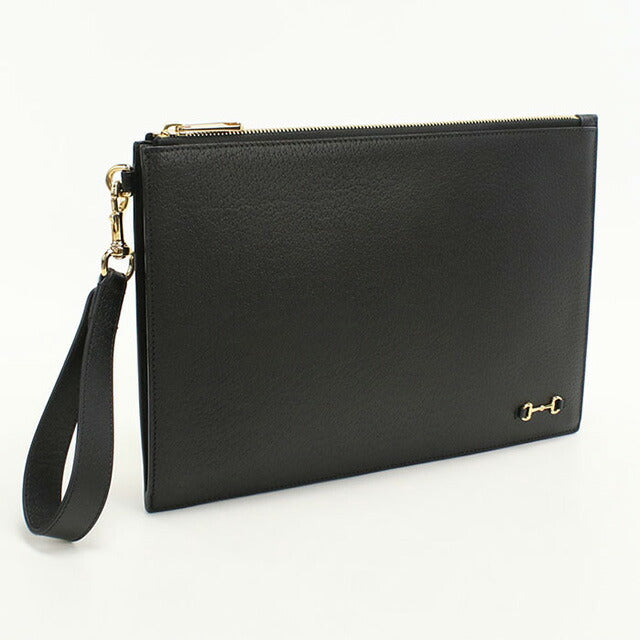 中古 グッチ クラッチバッグ メンズ ブランド GUCCI グッチ ホースビット レザー 700524 ブラック バッグ USDGU89501011