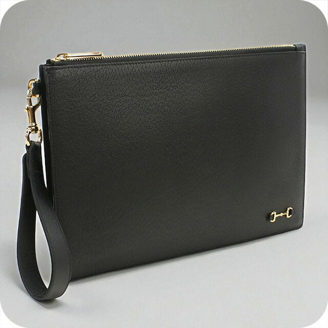 中古 グッチ クラッチバッグ メンズ ブランド GUCCI グッチ ホースビット レザー 700524 ブラック バッグ USDGU89501011