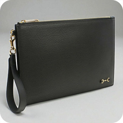 中古 グッチ クラッチバッグ メンズ ブランド GUCCI グッチ ホースビット レザー 700524 ブラック バッグ USDGU89501011