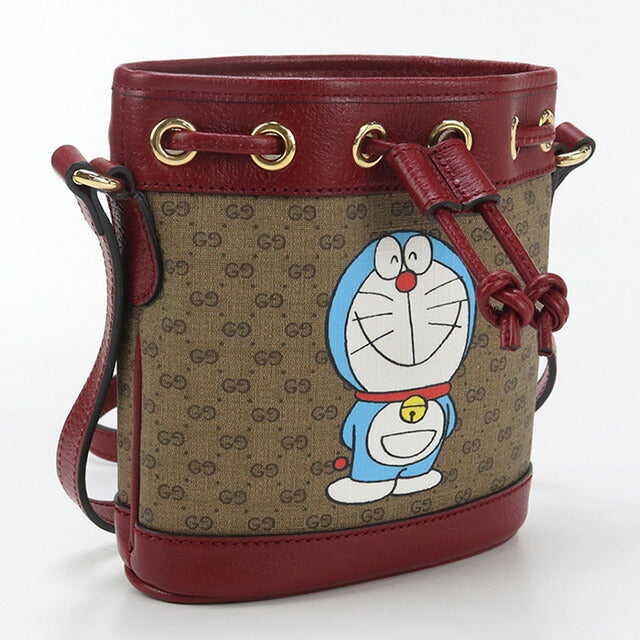 中古 グッチ 斜め掛け ショルダーバッグ レディース ブランド GUCCI ドラえもん マイクロGG レザー 647801 ブラウン バッグ USDGU90630011