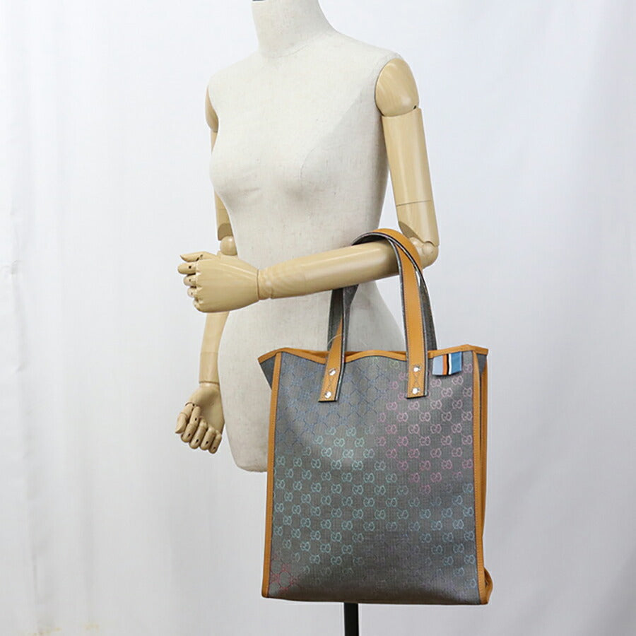 中古 グッチ トートバッグ ユニセックス ブランド GUCCI GGスプリーム レザー 211135 グレー バッグ USDGU94730011