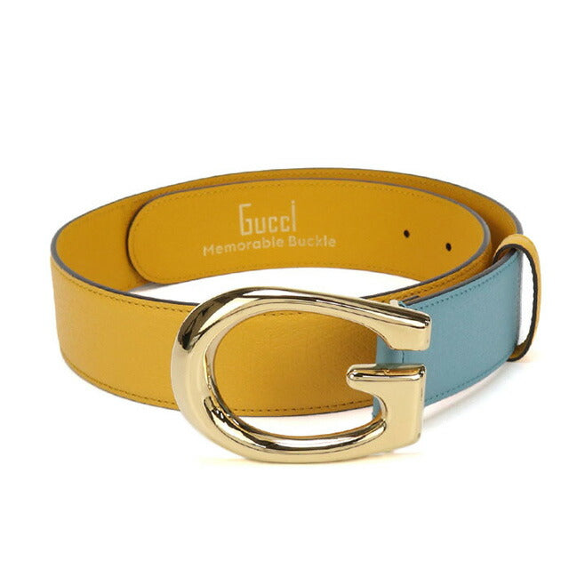 中古 グッチ ベルト ユニセックス ブランド GUCCI Gバックル バイカラーベルト レザー 709954 ブルー 小物 USDGU94793011