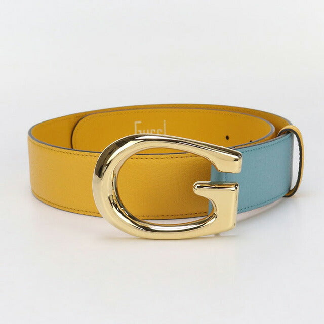 中古 グッチ ベルト ユニセックス ブランド GUCCI Gバックル バイカラーベルト レザー 709954 ブルー 小物 USDGU94793011