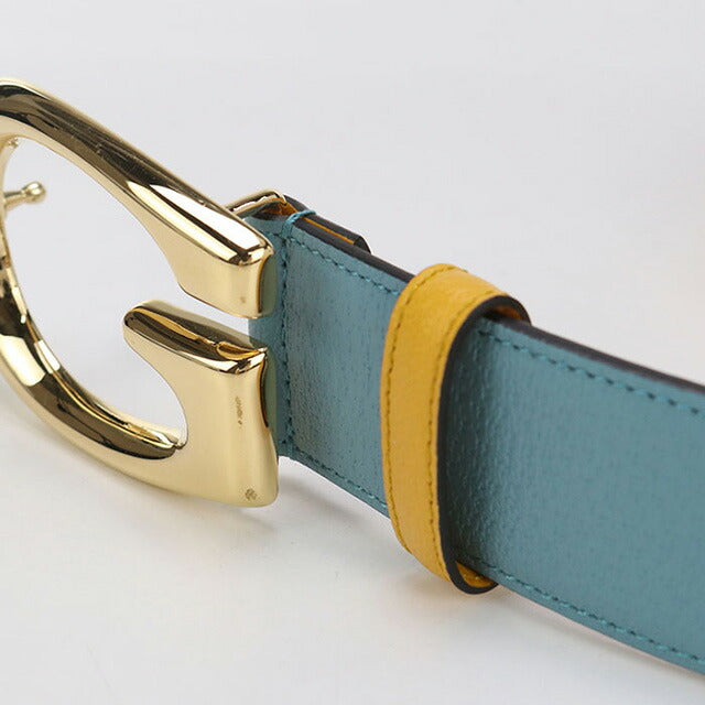 中古 グッチ ベルト ユニセックス ブランド GUCCI Gバックル バイカラーベルト レザー 709954 ブルー 小物 USDGU94793011