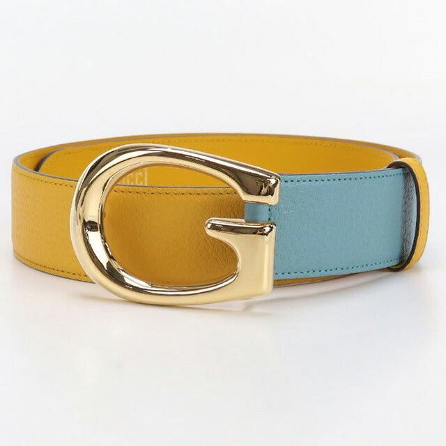 中古 グッチ ベルト ユニセックス ブランド GUCCI Gバックル バイカラーべルト レザー 709954 ブルー 小物 USDGU94794011