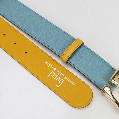中古 グッチ ベルト ユニセックス ブランド GUCCI Gバックル バイカラーべルト レザー 709954 ブルー 小物 USDGU94794011