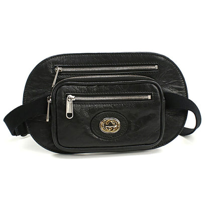 中古 グッチ ボディバッグ メンズ ブランド GUCCI インターロッキングG ベルトバッグ レザー 575857 ブラック バッグ USDGU94896011