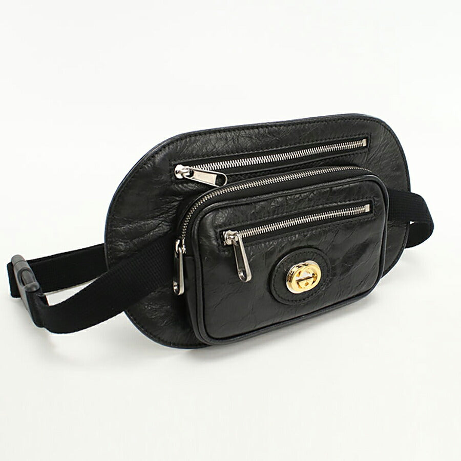 中古 グッチ ボディバッグ メンズ ブランド GUCCI インターロッキングG ベルトバッグ レザー 575857 ブラック バッグ USDGU94896011