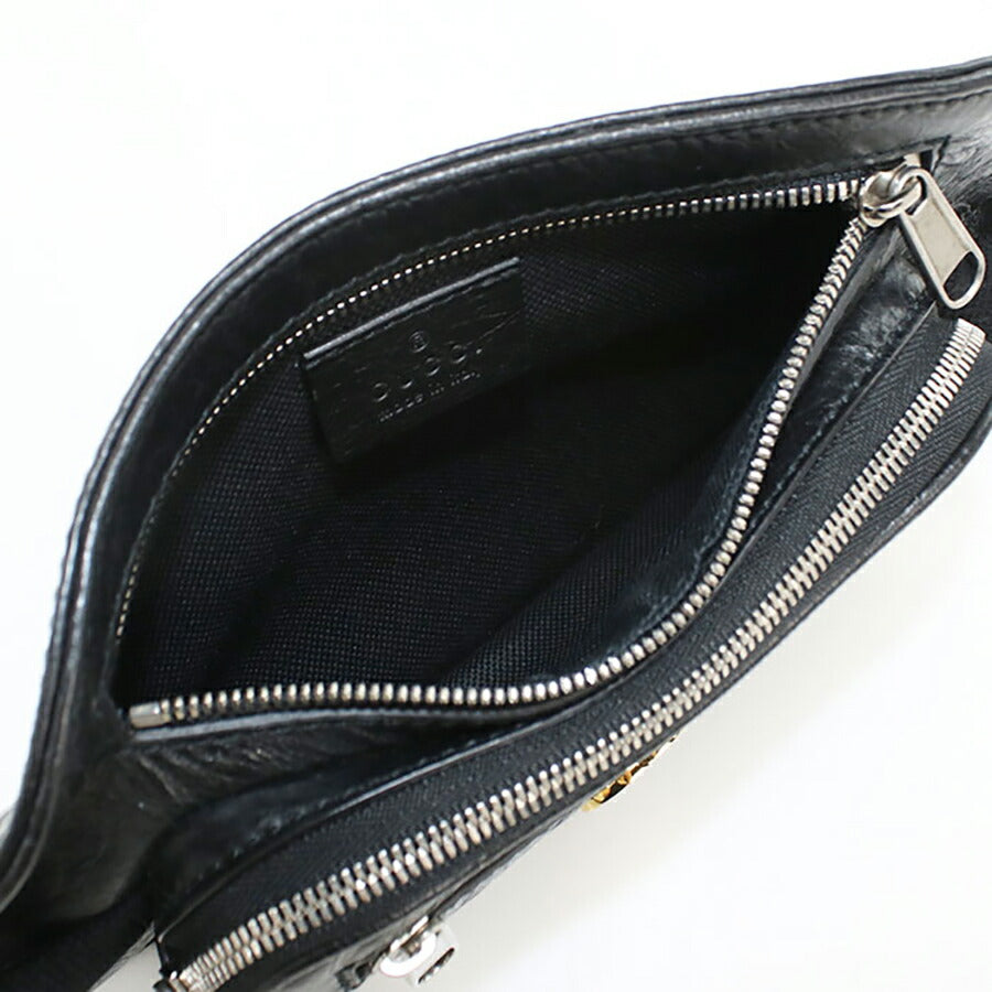 中古 グッチ ボディバッグ メンズ ブランド GUCCI インターロッキングG ベルトバッグ レザー 575857 ブラック バッグ USDGU94896011