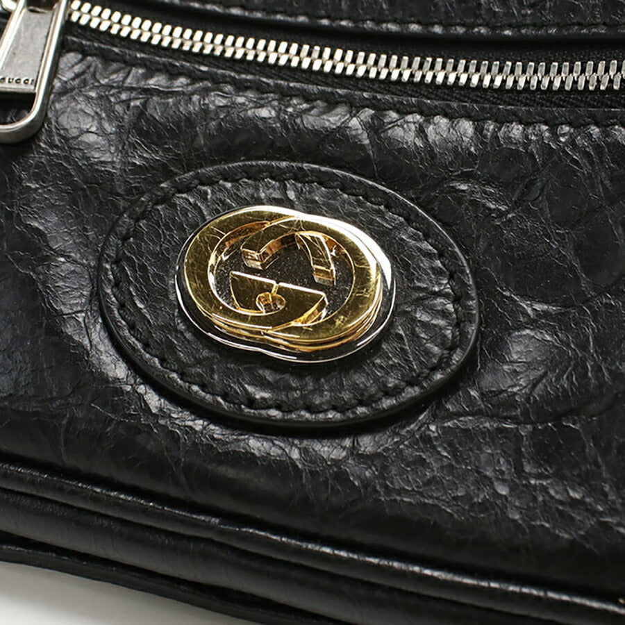 中古 グッチ ボディバッグ メンズ ブランド GUCCI インターロッキングG ベルトバッグ レザー 575857 ブラック バッグ USDGU94896011