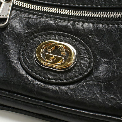 中古 グッチ ボディバッグ メンズ ブランド GUCCI インターロッキングG ベルトバッグ レザー 575857 ブラック バッグ USDGU94896011