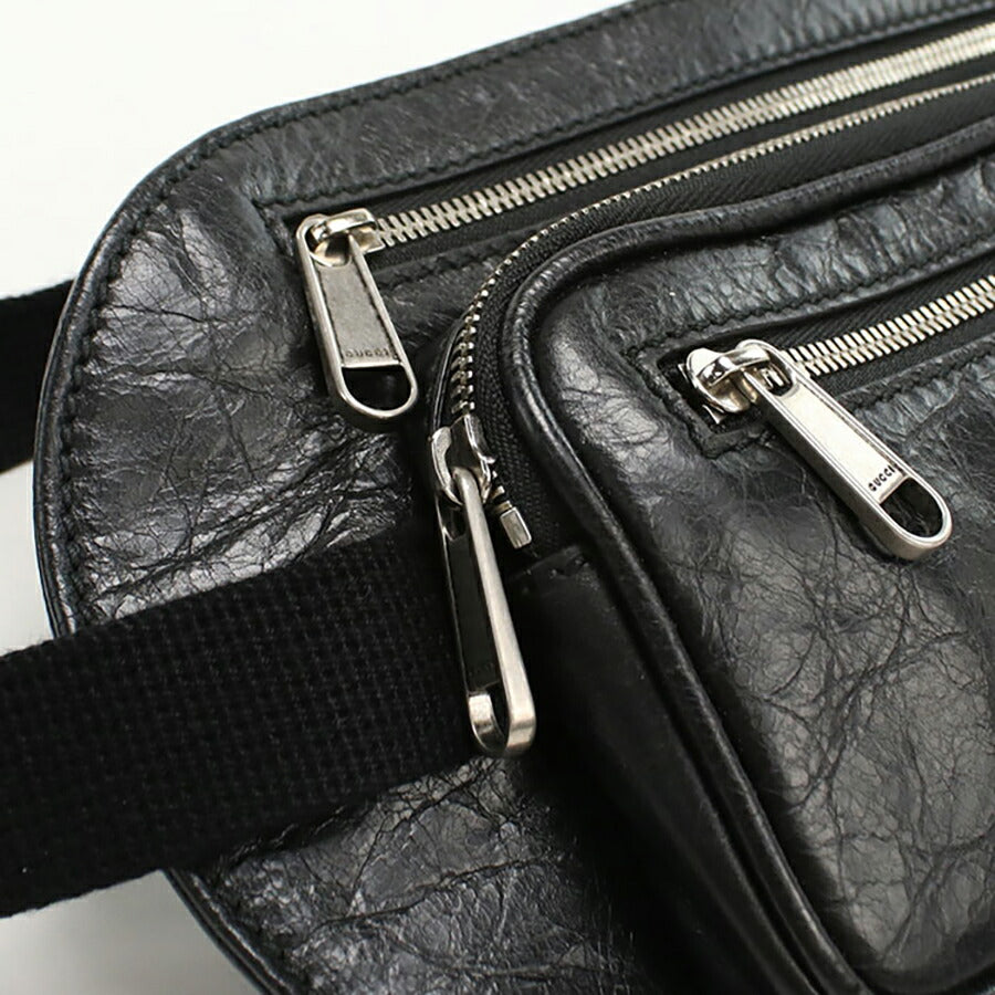 中古 グッチ ボディバッグ メンズ ブランド GUCCI インターロッキングG ベルトバッグ レザー 575857 ブラック バッグ USDGU94896011