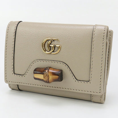 中古 グッチ 三折財布 レディース ブランド GUCCI グッチ ダイアナ ミディアム ウォレット レザー 658633 ベージュ 財布 USDGU95096011