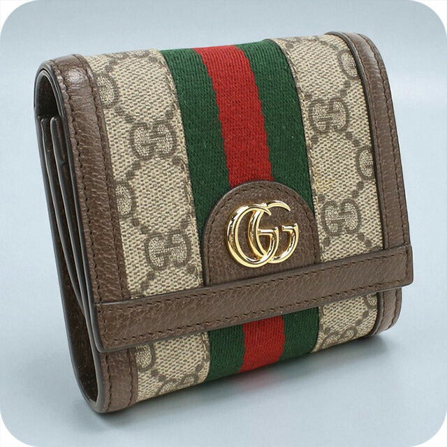 中古 グッチ 二折財布 レディース ブランド GUCCI オフィディア GGウォレット 598662 ベージュ 財布 USDGU95167011