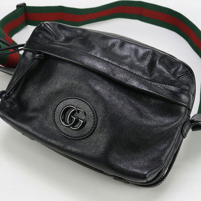 中古 グッチ 斜め掛け ショルダーバッグ レディース ブランド GUCCI レザー 725696 ブラック バッグ USDGU95545011
