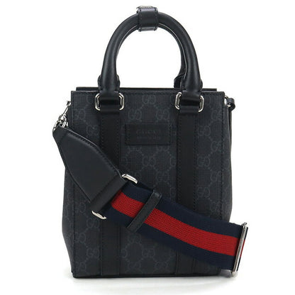 中古 グッチ ハンドバッグ メンズ ブランド GUCCI GGスプリーム 2WAY ミニ トートバッグ レザー 696010 ブラック バッグ USDGU96461011
