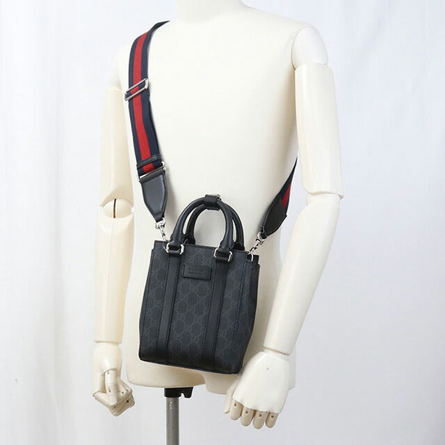 中古 グッチ ハンドバッグ メンズ ブランド GUCCI GGスプリーム 2WAY ミニ トートバッグ レザー 696010 ブラック バッグ USDGU96461011