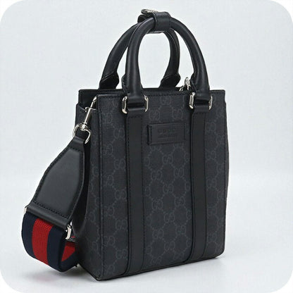 中古 グッチ ハンドバッグ メンズ ブランド GUCCI GGスプリーム 2WAY ミニ トートバッグ レザー 696010 ブラック バッグ USDGU96461011