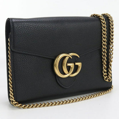 中古 グッチ チェーンウォレット レディース ブランド GUCCI GGマーモント チェーンウォレット レザー 401232 ブラック 財布 USDGU96731011