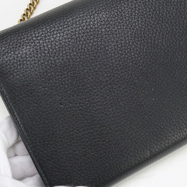 中古 グッチ チェーンウォレット レディース ブランド GUCCI GGマーモント チェーンウォレット レザー 401232 ブラック 財布 USDGU96731011