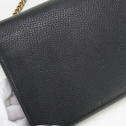 中古 グッチ チェーンウォレット レディース ブランド GUCCI GGマーモント チェーンウォレット レザー 401232 ブラック 財布 USDGU96731011