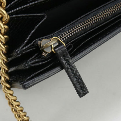 中古 グッチ チェーンウォレット レディース ブランド GUCCI GGマーモント チェーンウォレット レザー 401232 ブラック 財布 USDGU96731011