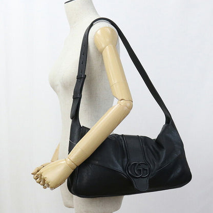 中古 グッチ ショルダーバッグ レディース ブランド GUCCI ダブルG ショルダーバッグ レザー 767209 ブラック バッグ USDGU97147011